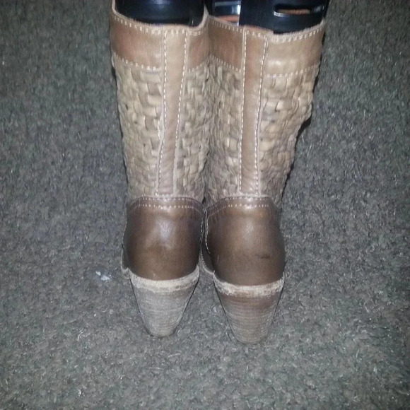 AUSTRALIA LUXE COLLECTIVE-WYNN-Cognac Braided Leather Boots-Sz 35-Excellent - Picture 7 of 9